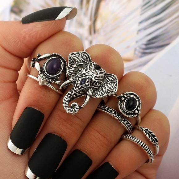 Jewelry - ⚠️ 🅼🅴🅶🅰 🆂🅰🅻🅴 ⚠️ NEW⚡️ 7pc Boho Midi Ring
